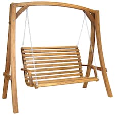 Charles Bentley 2 / 3 Seater Swing Seat in Brown Larch wood Weatherproof - 1.9M