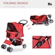 image 3 of PawHut Pet Stroller Carrier Foldable Deluxe Jogger Walk Travel Dog Cat Red