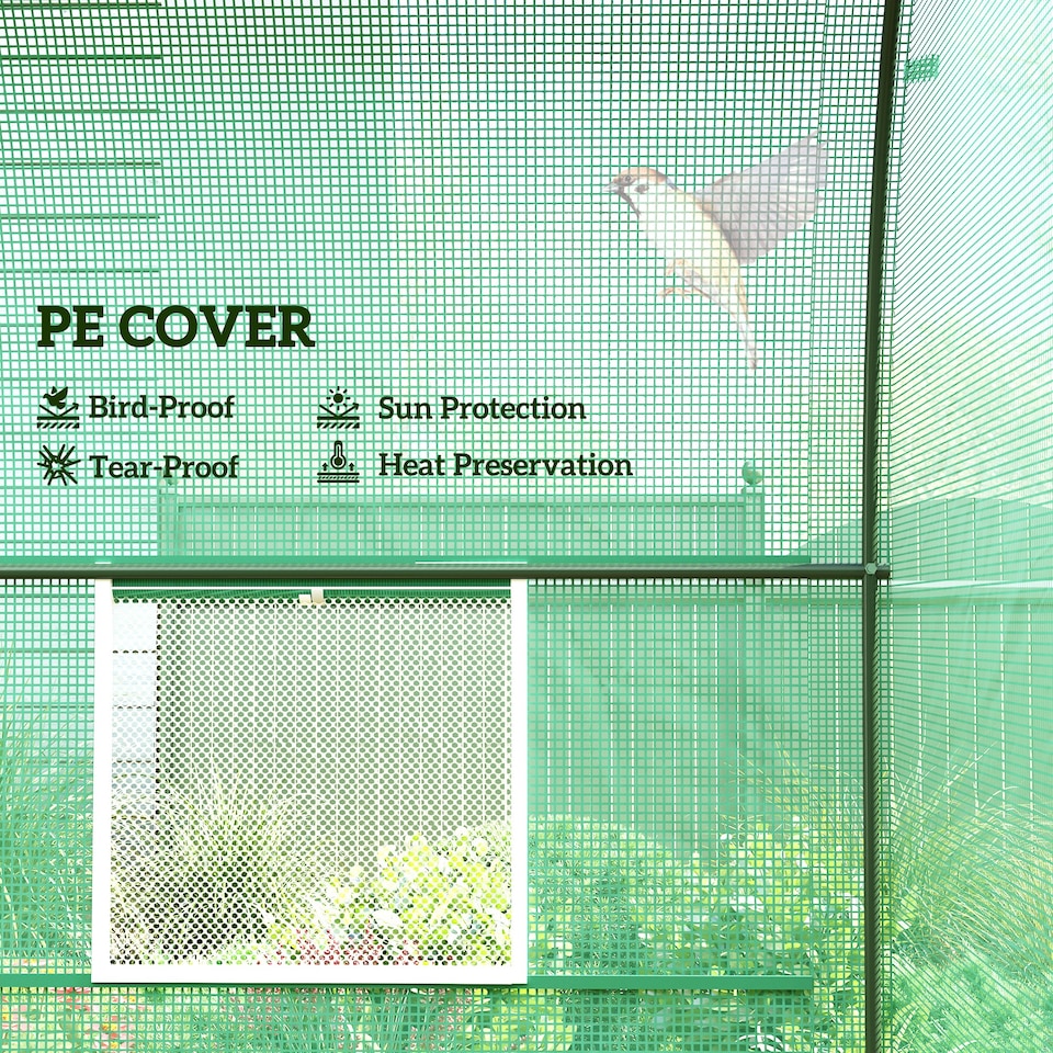 image 1 of Outsunny Polytunnel Greenhouse Outdoor Grow House Roll Up Door Windows 2x2.5m