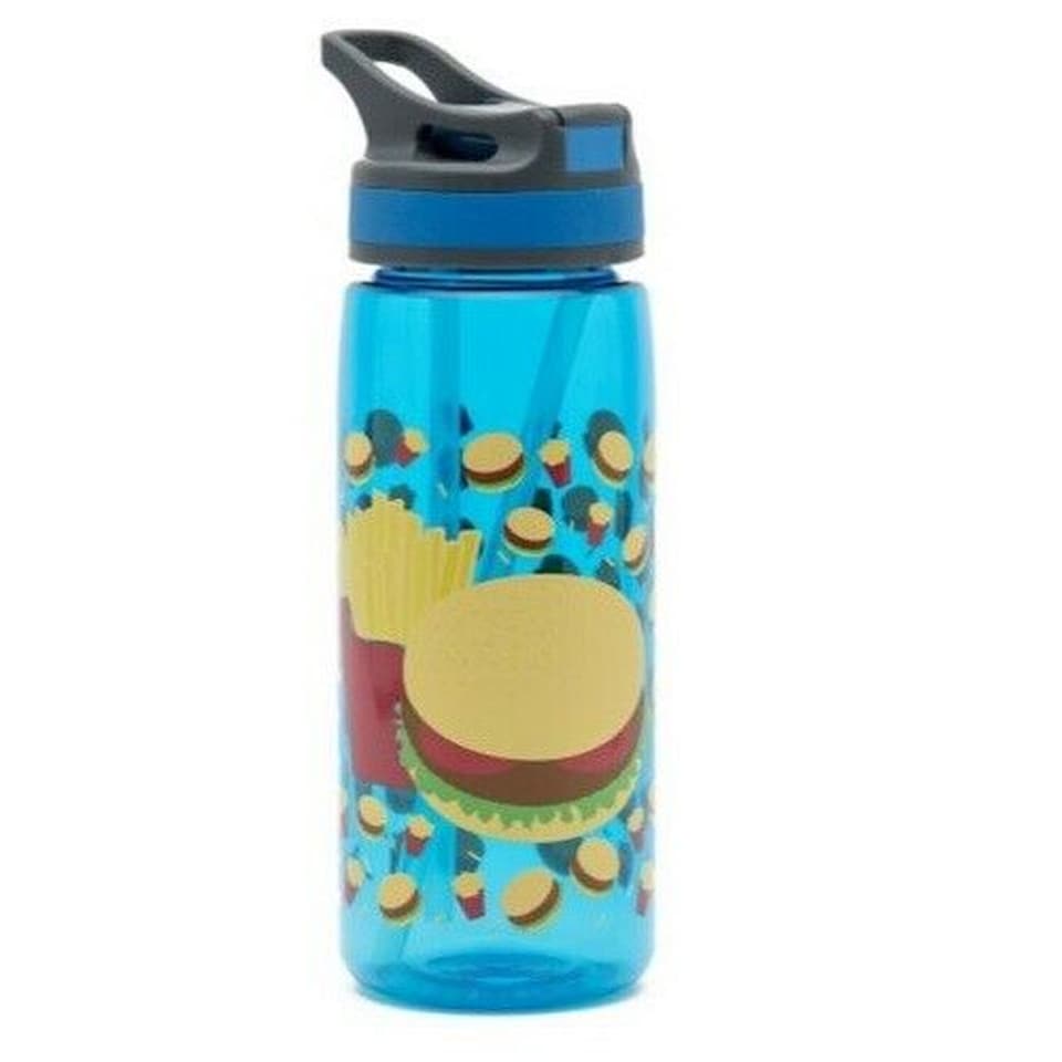 YOLO Hamburger Drinks Bottle 500ml | BPA Free Straw Water Bottle | Leakproof Sports & School Bottle