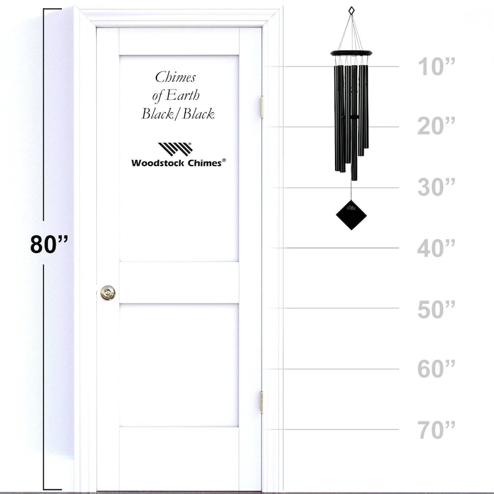 image 1 of Woodstock Hanging Black Wind Chime