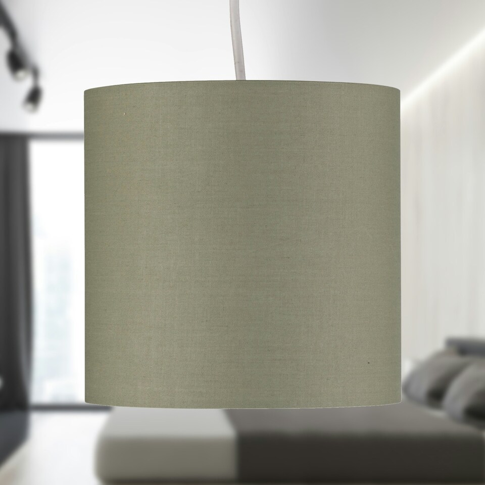 image 1 of Set of 2 Sage Green Textured Cotton 17cm Table Lamp Shades Green