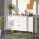 image 2 of HOMCOM Sideboard Storage Cabinet with Adjustable Shelves, White | White | White