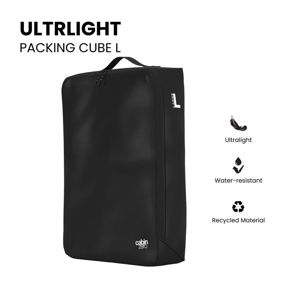 image 1 of CabinZero Ultralight Packing Cube (Large), Lightweight Travel Organizer | Black | ABSOLUTE BLACK