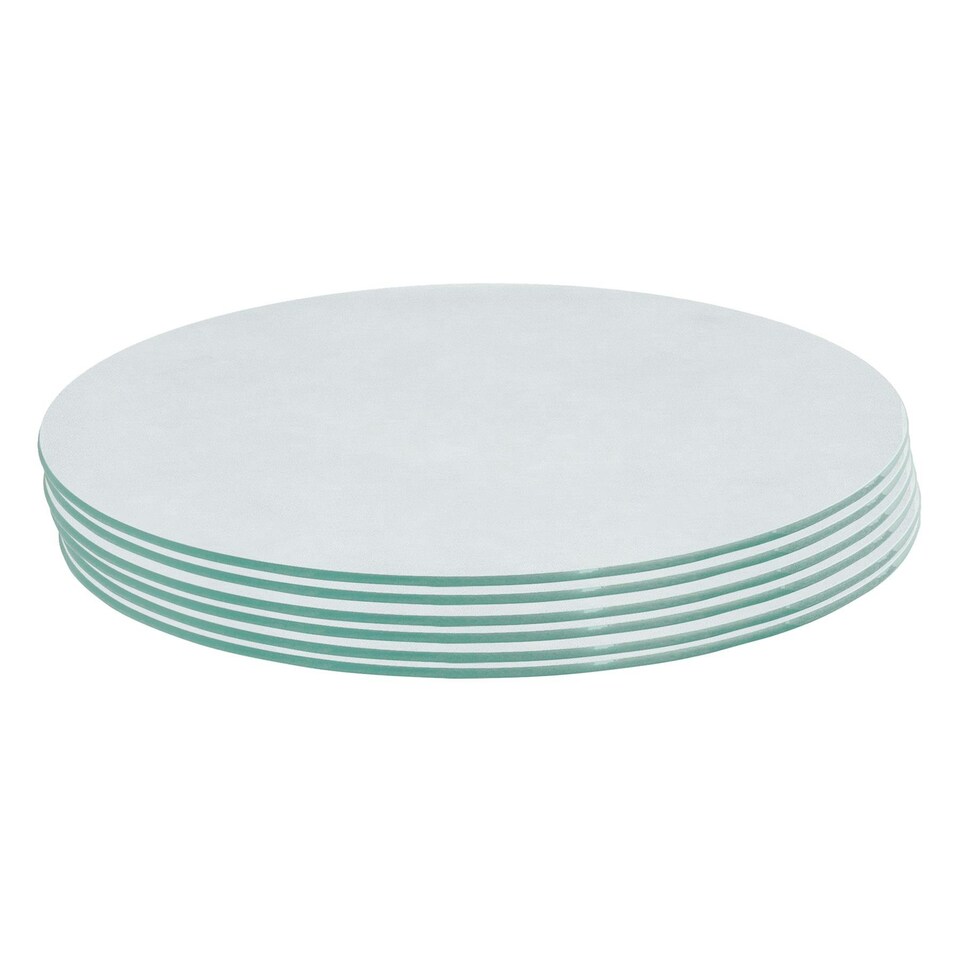 image 1 of Harbour Housewares Round White Glass Placemats - 30cm - 6pc Dining Heatproof Set White