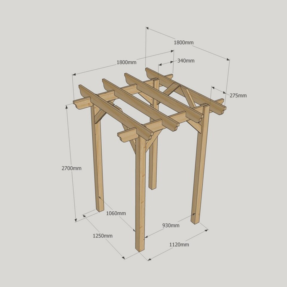image 1 of Garden Pergola - Wood - L180 x W180 x H270 cm - Rustic Brown