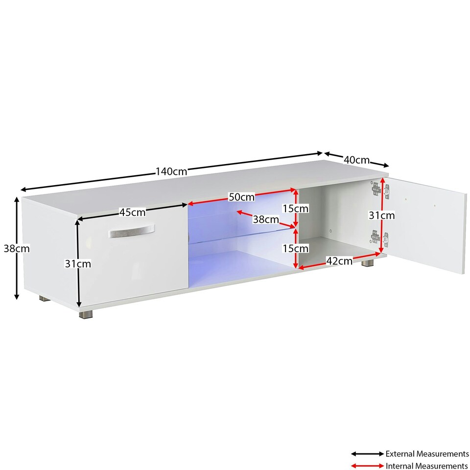 image 1 of Vida Designs Cosmo 2 Door LED TV Unit Entertainment Stand, 140cm, White