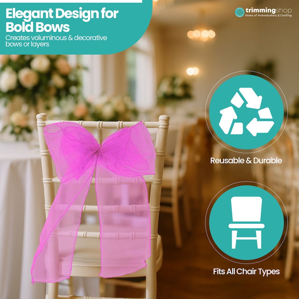 image 1 of 17 x 280cm Organza Chair Sashes, Sheer Sash Ties - 25pcs