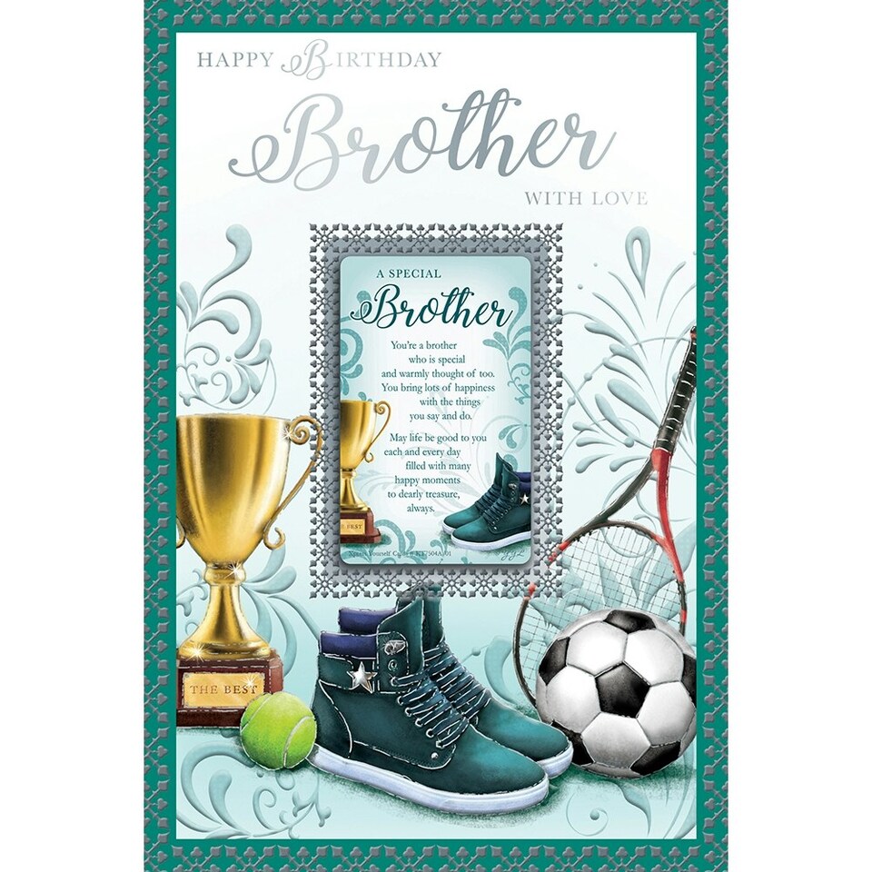 image 1 of Happy Birthday Brother With Love Keepsake Treasures Greeting Card