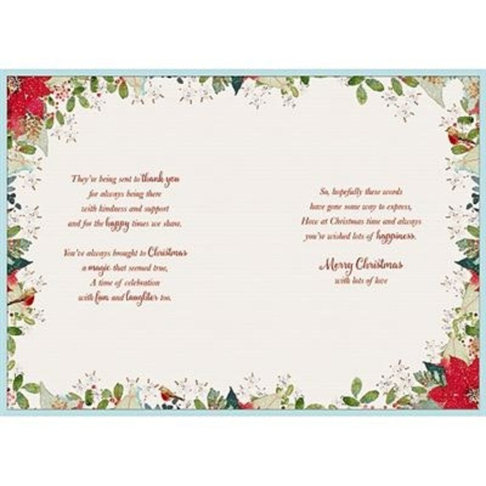 image 1 of Red Flowers And Bird Mum Large Handmade Christmas Card