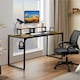 image 2 of Yaheetech Large Computer Desk with Movable Monitor Stands Brown | Rustic Brown