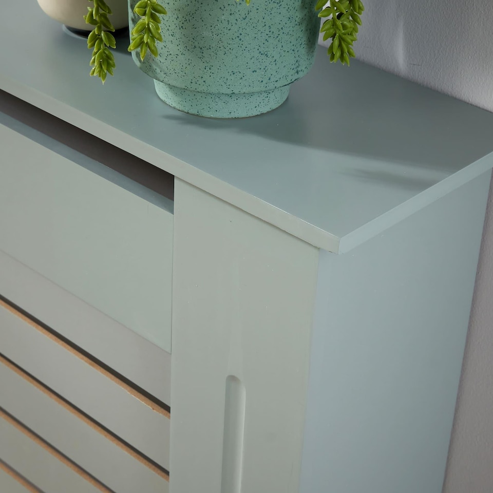 image 1 of Extending Radiator Cover Adjustable Wooden MDF Slatted Grill | Grey