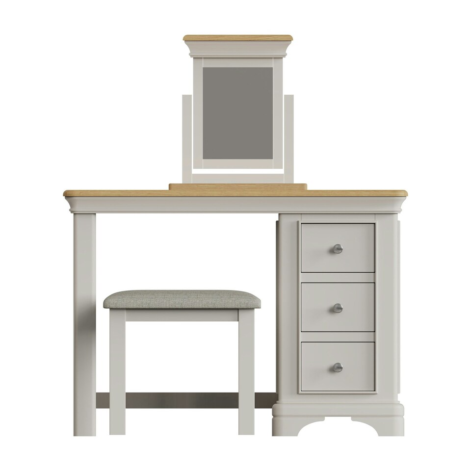 image 1 of Faire 3 Drawer Dressing Table Set in Dove Grey with Oak Top Grey