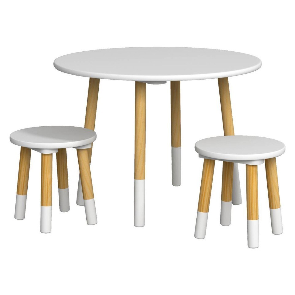 Round table + 2 chairs in Metal. LIKE NEW, Furniture & Home Living