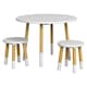 image 1 of Kids Wooden Round Table & Chair Set Toddlers Small Children Home Nursery Play | Multi | White table | 2 Chairs | 3