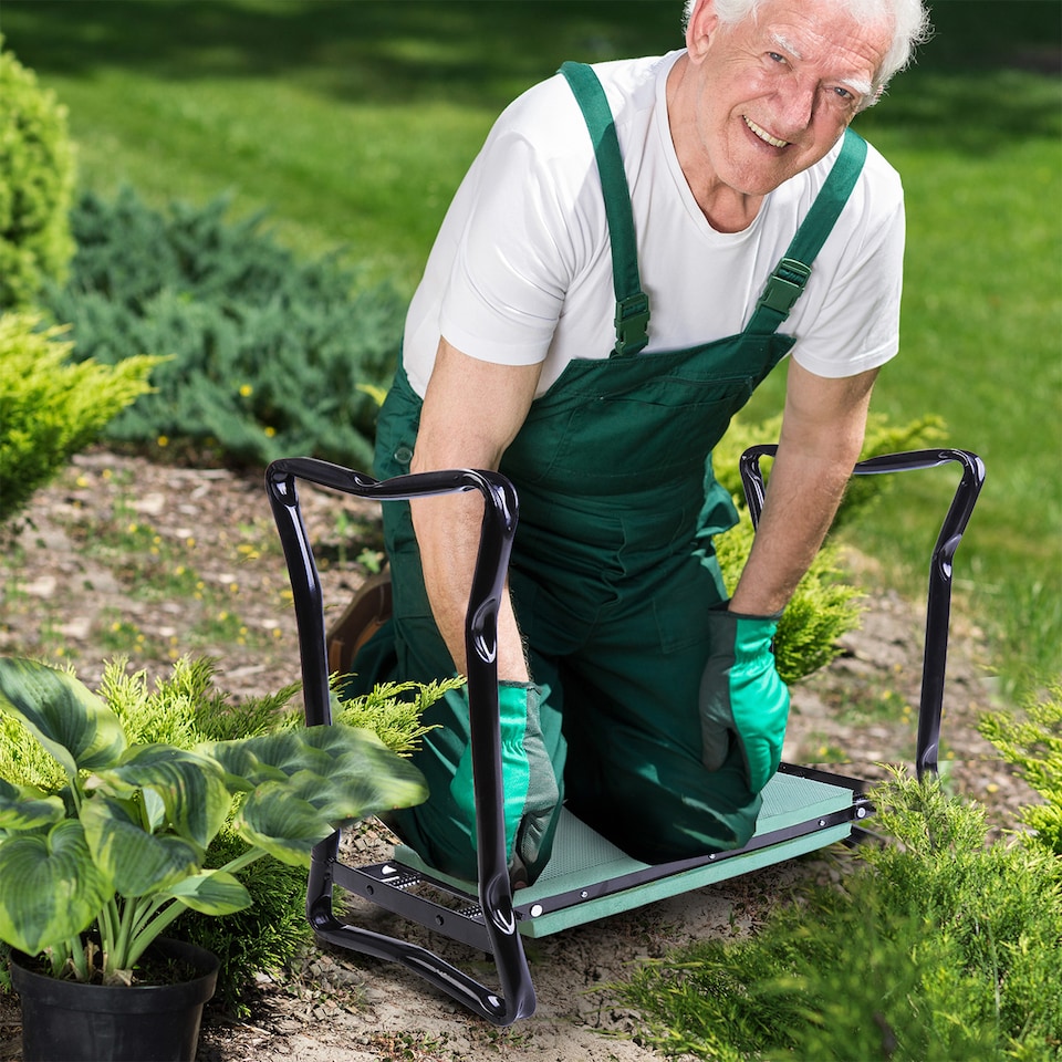 image 1 of Outsunny 2 In1 Folding Garden Kneeler Foam Chair Pad Support Bench, Green