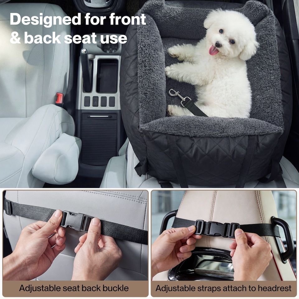 image 1 of Skylos Portable Fabric Dog Car Seat Travel Bed Booster Basket for Puppy