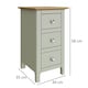 image 2 of Taberno Oak 3 Drawer Bedside Table Nightstand Cabinet Sage Green