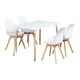 image 10 of 5PCs Dining Set - a White Halo Dining Table & Set of 4 Lorenzo Tulip Chairs with Padded Seat | Pink