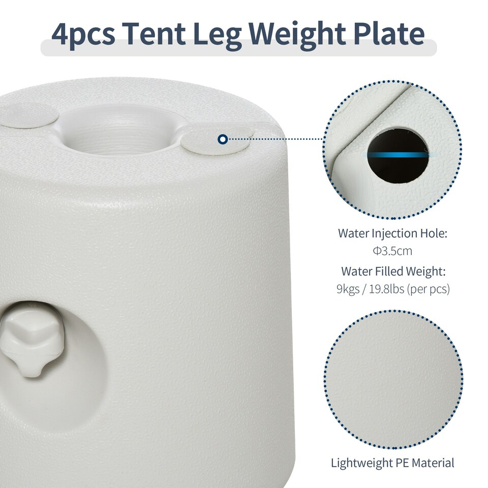 image 1 of Outsunny Tent Weight Base 4pcs Gazebo Foot Leg Anchor Weights Marquee White