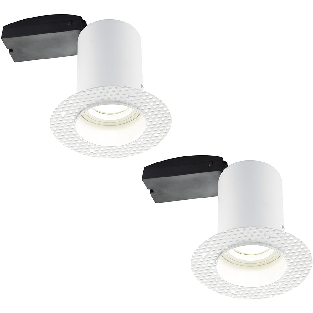 Loops 2 PACK Plaster-In Fire Rated Downlight - 50W GU10 Reflector LED - Trimless