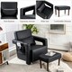 image 4 of COSTWAY Modern Accent Sofa Chair with Ottoman Upholstered Black Black