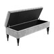 image 2 of 137cm Sierra Striped Naples Upholstered Ottoman Storage Bench with Black Turned Wooden Legs- Silver Shoes Storage Bench