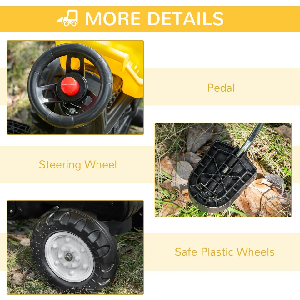 image 1 of HOMCOM Ride on Tractor No Power for Kids with Manual Control Bucket