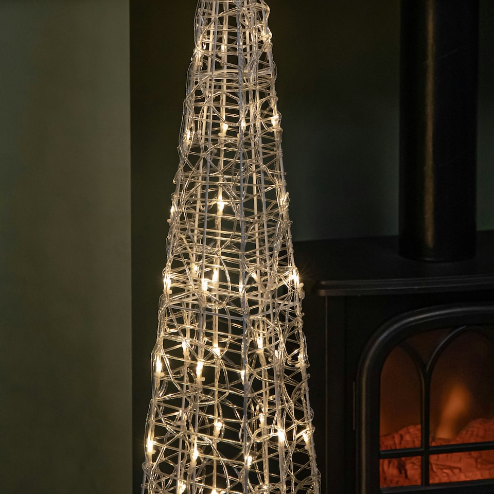 image 1 of 1.18m Light up Christmas Acrylic Pyramid with 80 Flashing & Static Warm White LEDs