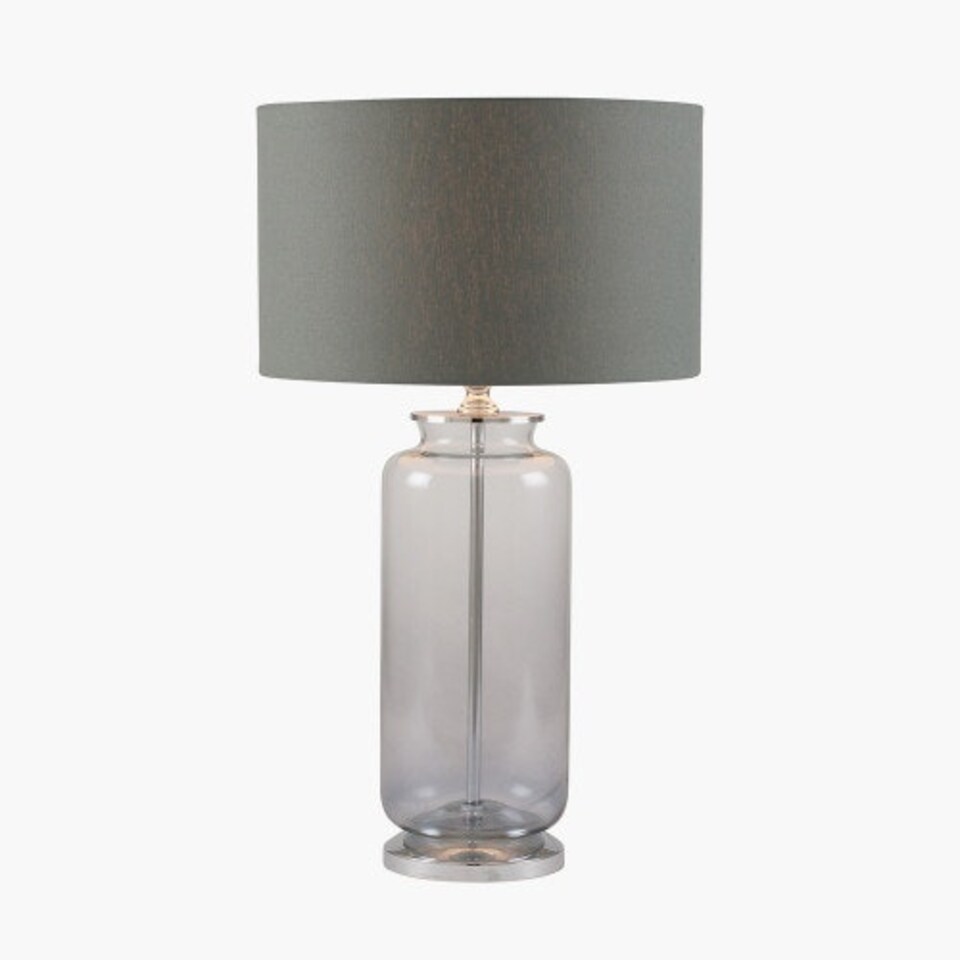 image 1 of Grey Ombre Glass Table Lamp With Grey Lampshade