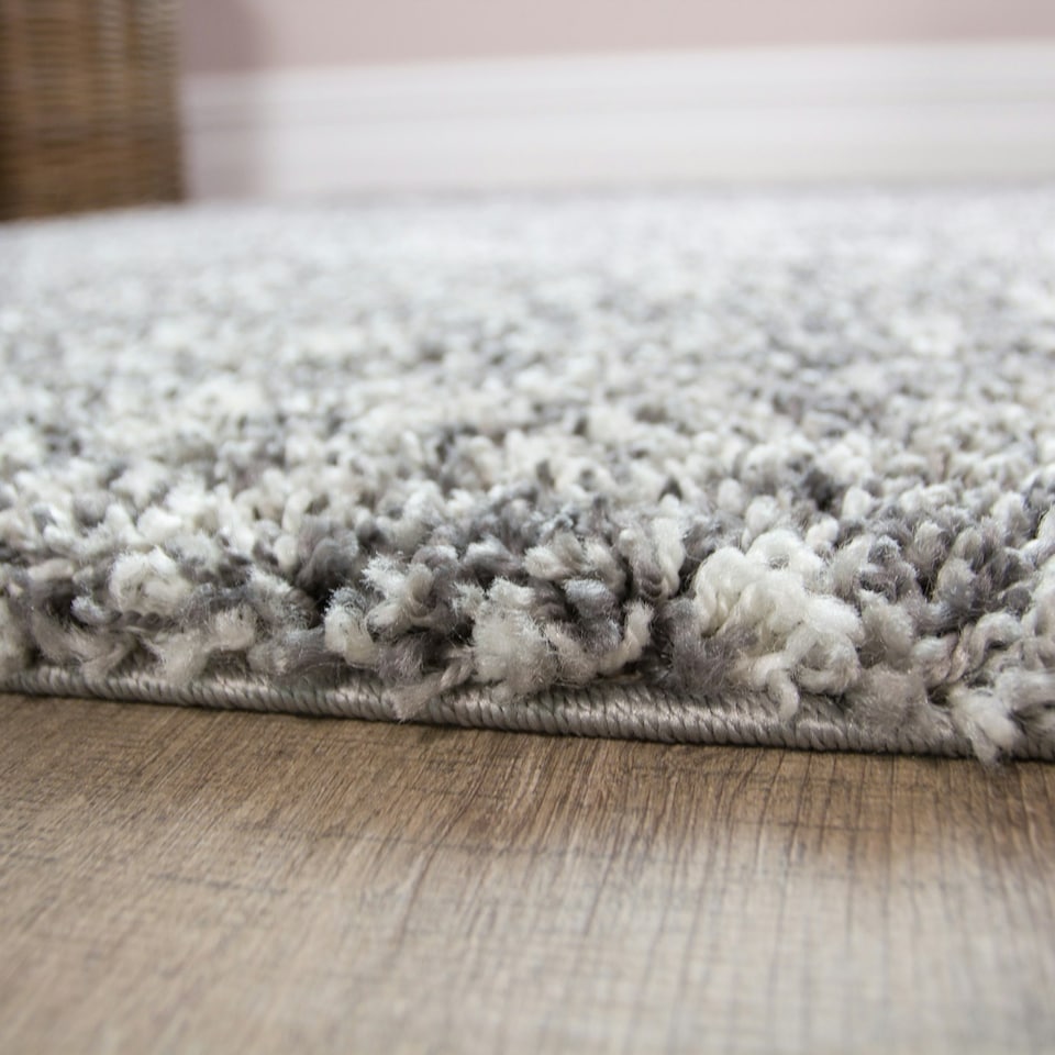 image 1 of KUKOON Silver Grey Mottled Shaggy Long Hallway Runner Rug 60cm x 240cm Grey