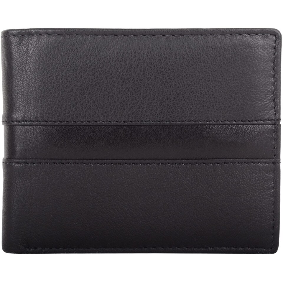 image 1 of London Leathergoods Mens Genuine Leather Bi Fold Contrast Panel Money Holder Wallet - Black | Black | Black