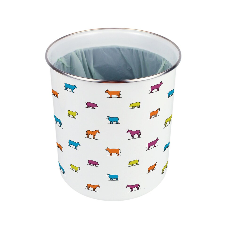 image 1 of Colourful Farm Animals Food Waste Caddy - Metal 2L Decorative Kitchen Compost Bin