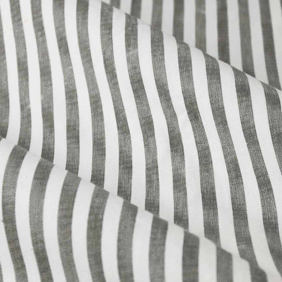 image 1 of Yard Hebden Striped Cotton Grey Pencil Pleat Curtains 117 x 183cm