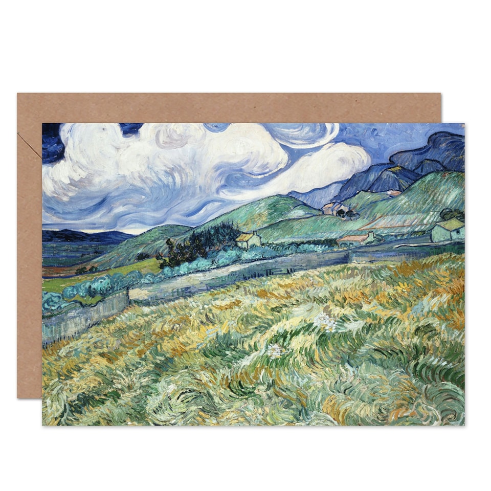image 1 of Van Gogh Painting Mountain Landscape From Saint Remy Greeting Card