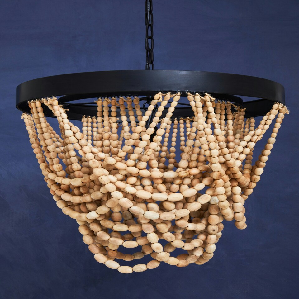 image 1 of Interiors by Premier Wood Bead Chandelier Brown
