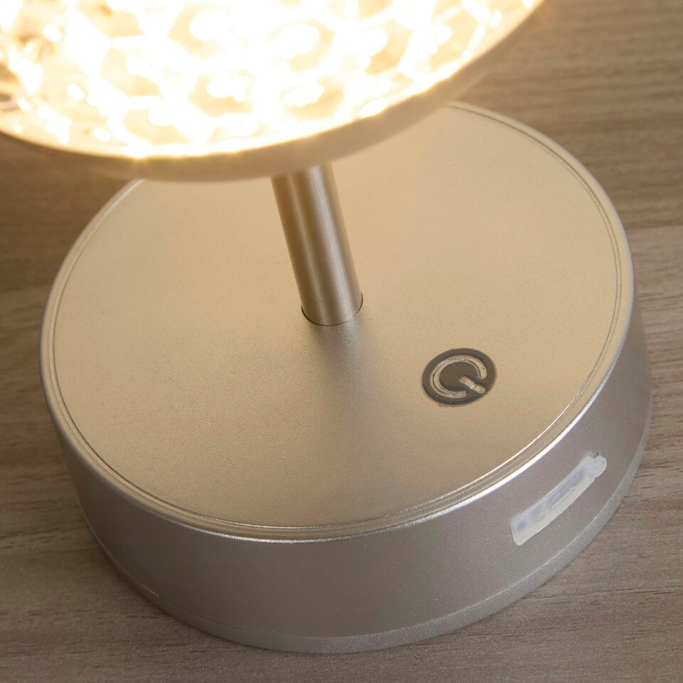 image 1 of RECHARGEABLE SILVER CRYSTAL TABLE LAMP Silver