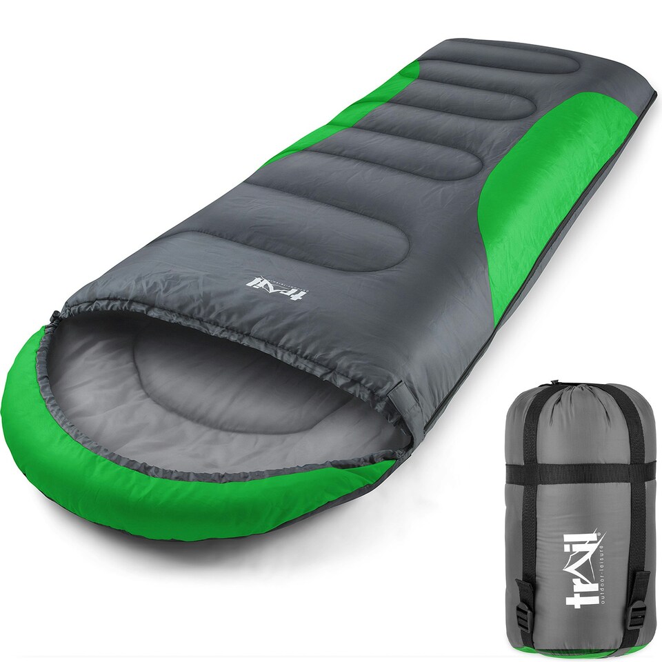 image 1 of Hooded Sleeping Bag - Green