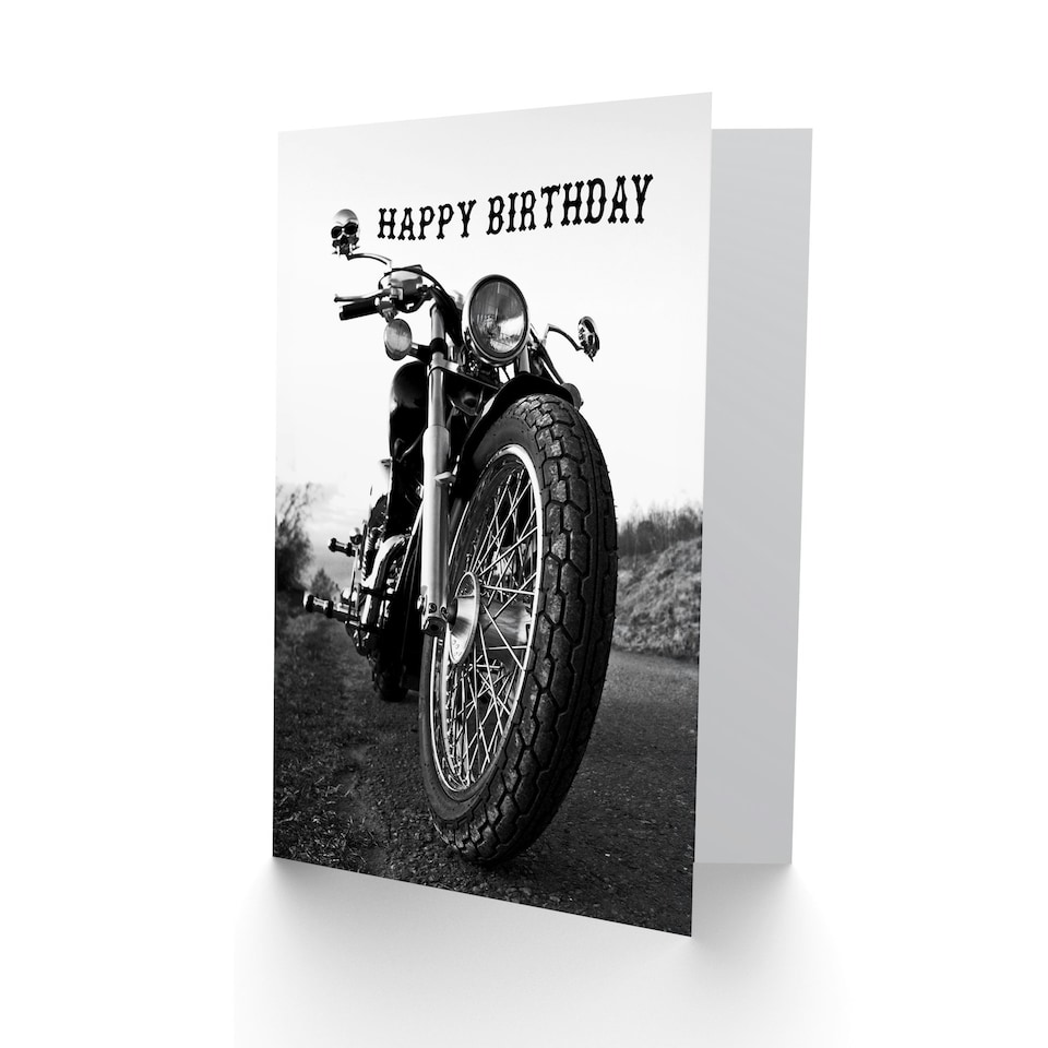 image 1 of Happy Birthday Motorbike Motorcycle Front View Birthday Card