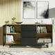 image 8 of Sideboard 140cm Oak Body with Black Drawer and Door Fronts Multi