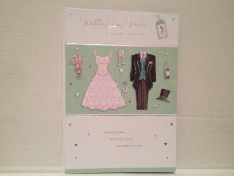 image 1 of Wedding Day Wishes For The Bride and Groom Wedding Card