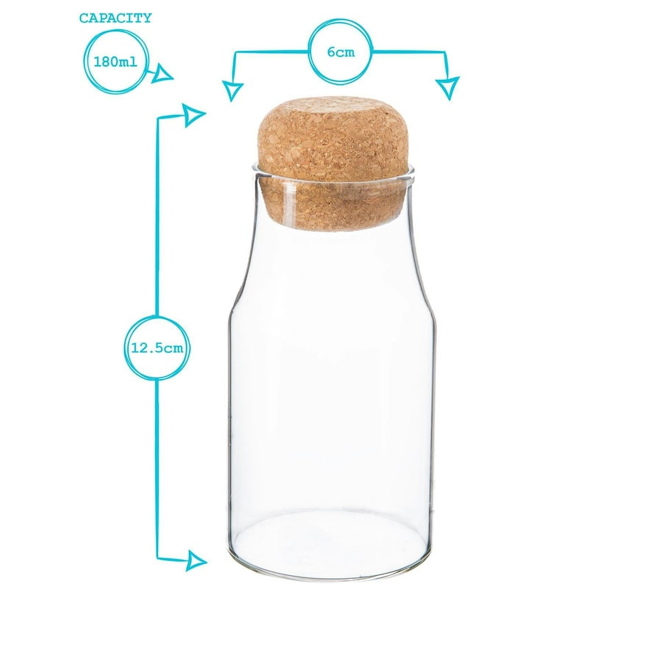 image 1 of Argon Tableware Glass Storage Bottle with Cork Lid - 180ml