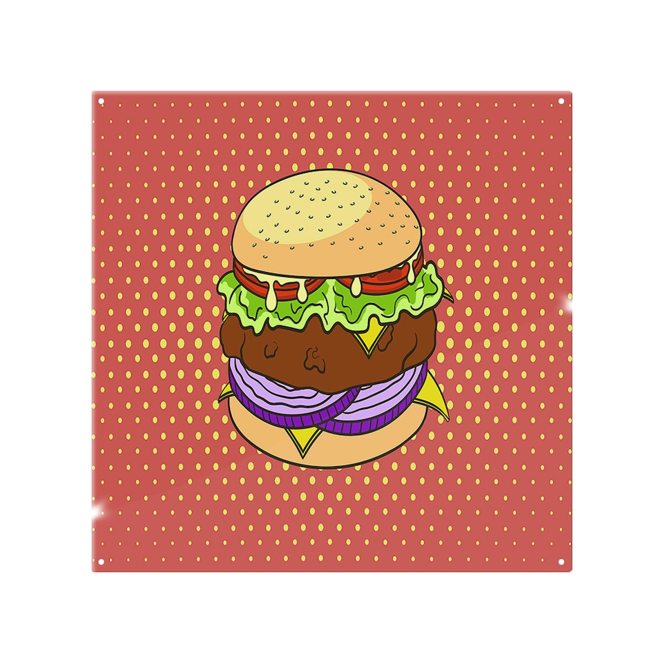 image 1 of The pop art illustration of burger Designer Splash Back | White
