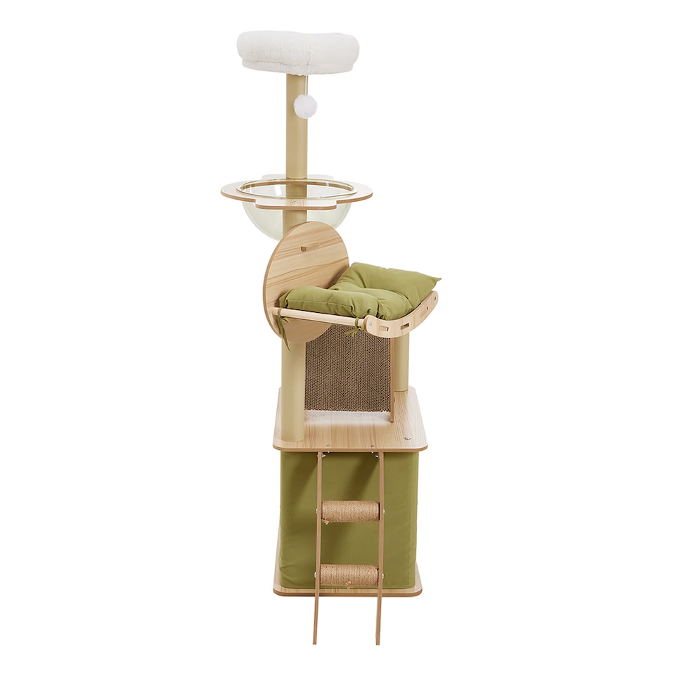 image 1 of Living and Home Cat Tower Set with Scratching Board | Green