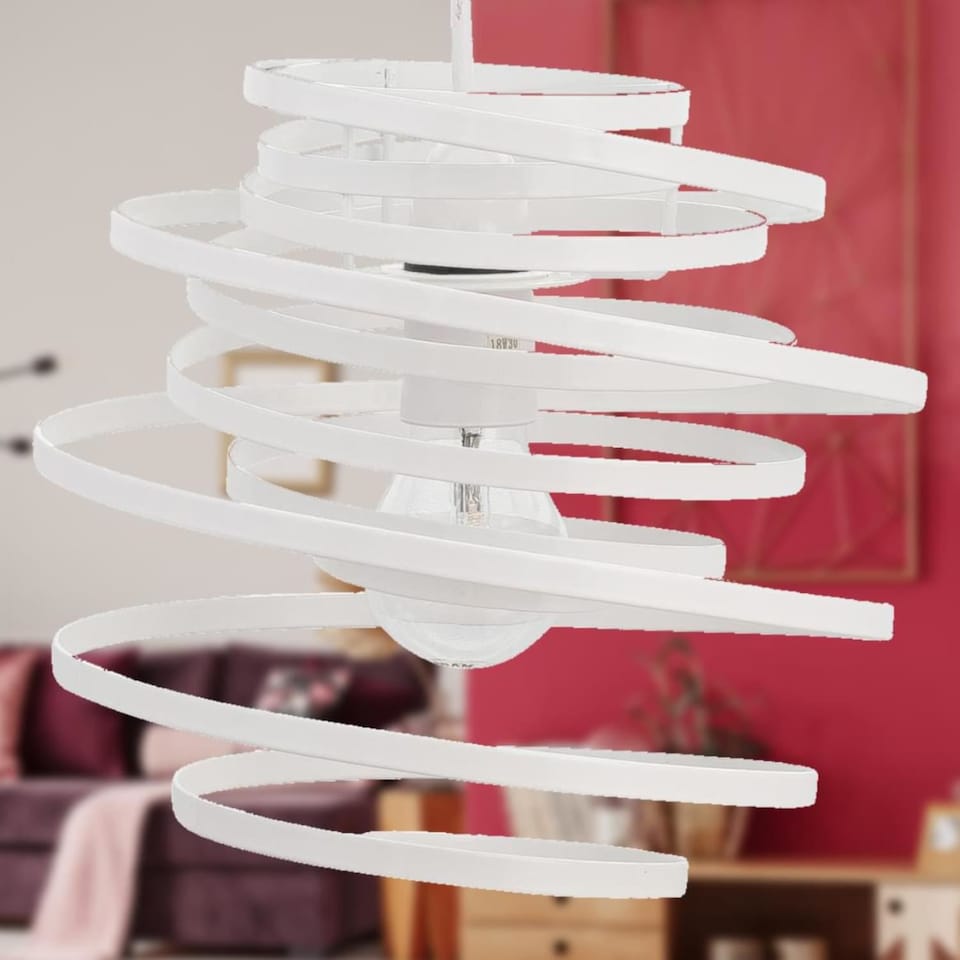 image 1 of Set of 2 White Metal Swirl Easy Fit Light Shades | White | Medium | 2
