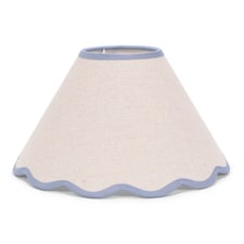 ValueLights Florie Natural Small Taper Lamp Shade Scallop Blue Trim | Blue