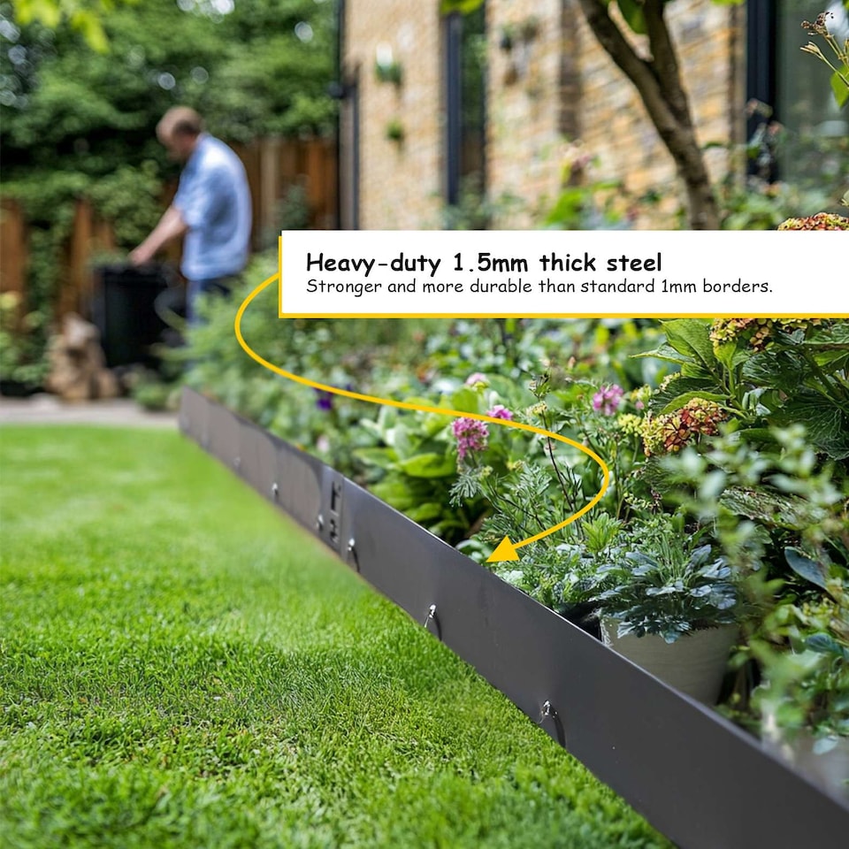 image 1 of 5 x Metal Garden Lawn & Border Edging - Face Height 6.5cm