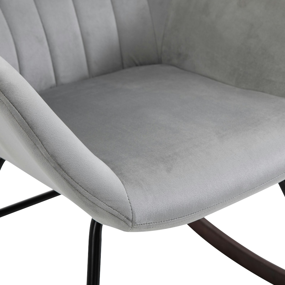 image 1 of HOMCOM Modern Rocking Armchair with Metal Frame, Sponge Padded, Grey