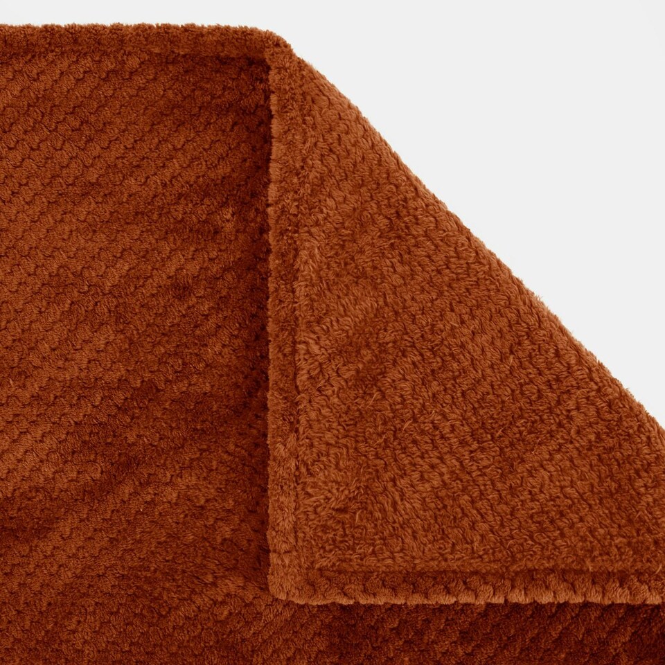 image 1 of OHS Luxury Honeycomb Waffle Warm Blanket, 200x240cm - Burnt Orange