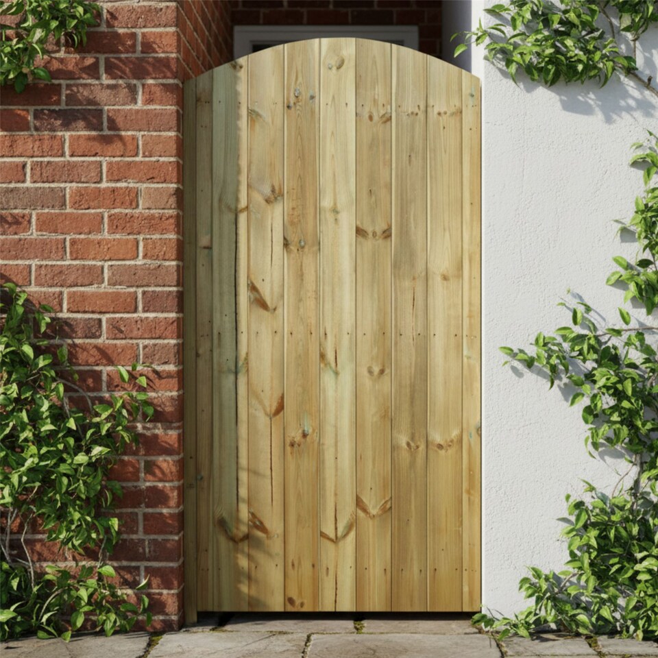 image 1 of Arch Top Wooden Garden Gate 6ft x 4ft Tongue & Groove Fully Framed Treated Door
